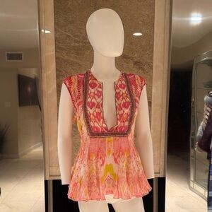 Roberto Cavalli Silk Embellished Top